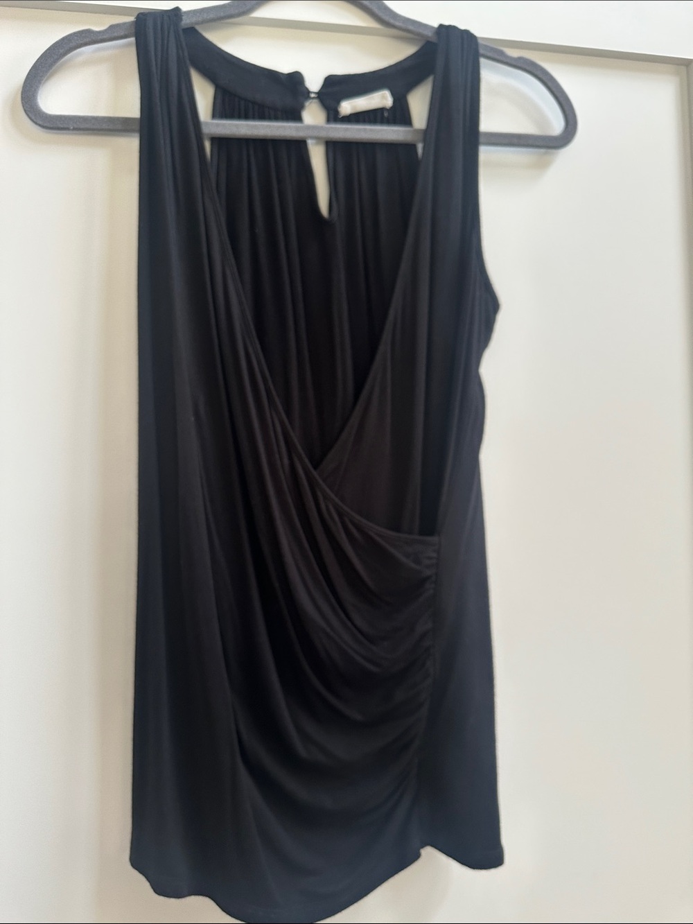 Black Sleeveless Draped V-Neck Women’s top